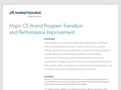 Major CE Brand Program Transition and Performance Improvement