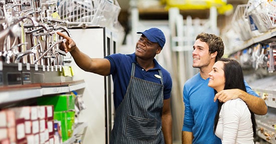 Customers webrooming get customers service in home improvement store