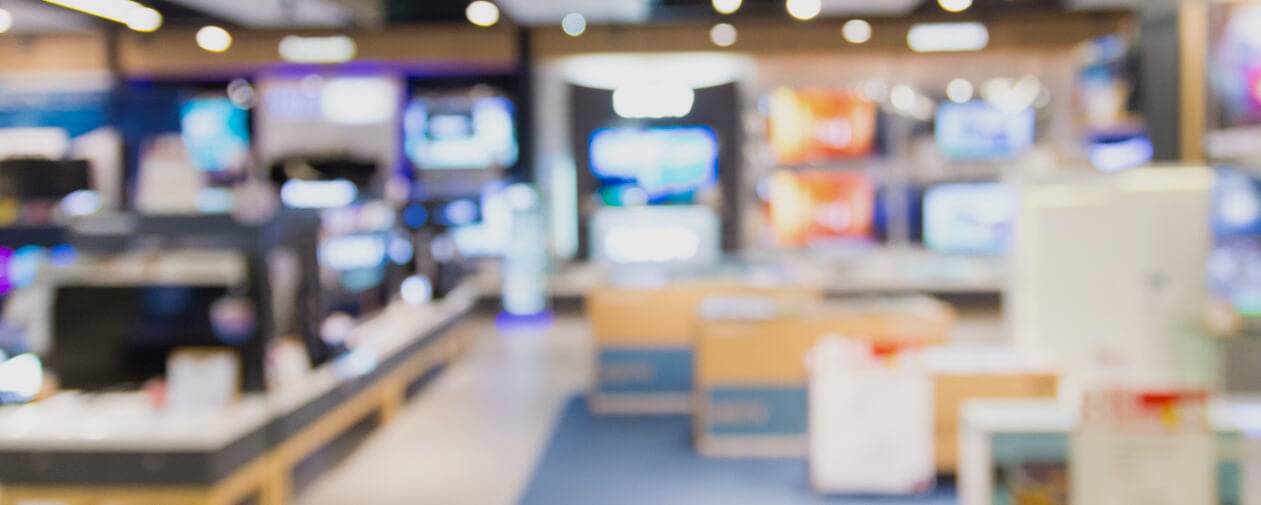 Abstract blur background of a consumer electronics department