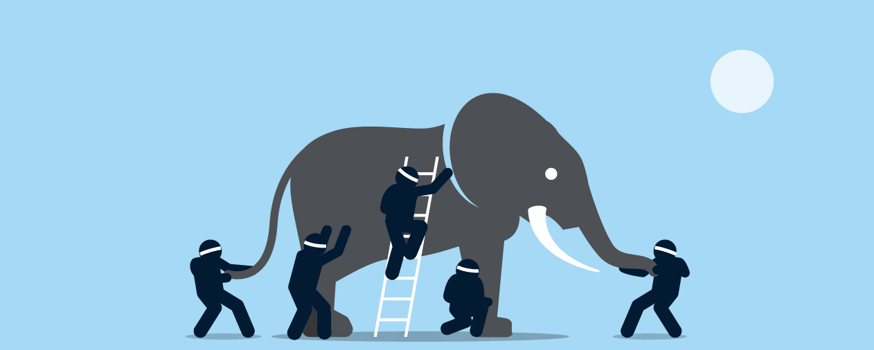 Illustration depicting the blind men and the elephant analogy