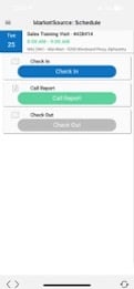 REPfirst app screenshot showing the clock-in and clock-out screen