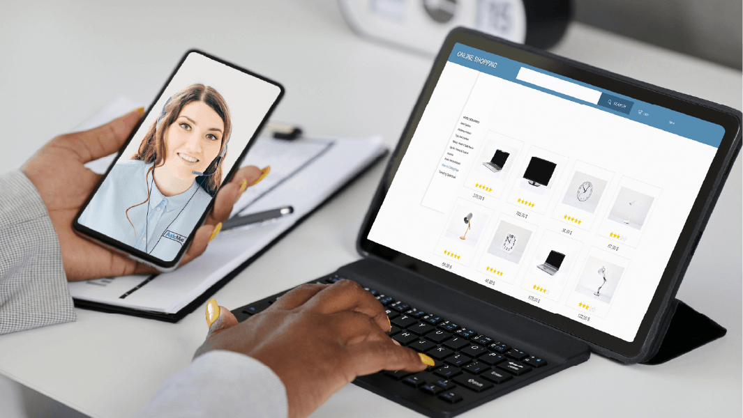 Improve Buying Experience Man and woman working together in an office environment.